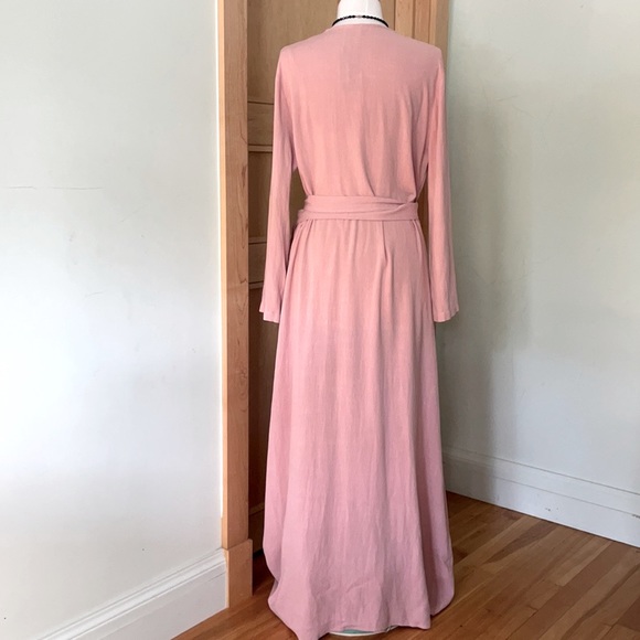 π¬π§ NWT House Of Lancry Blush Pink Long Wrap Linen Dress, Size L - Picture 12 of 16